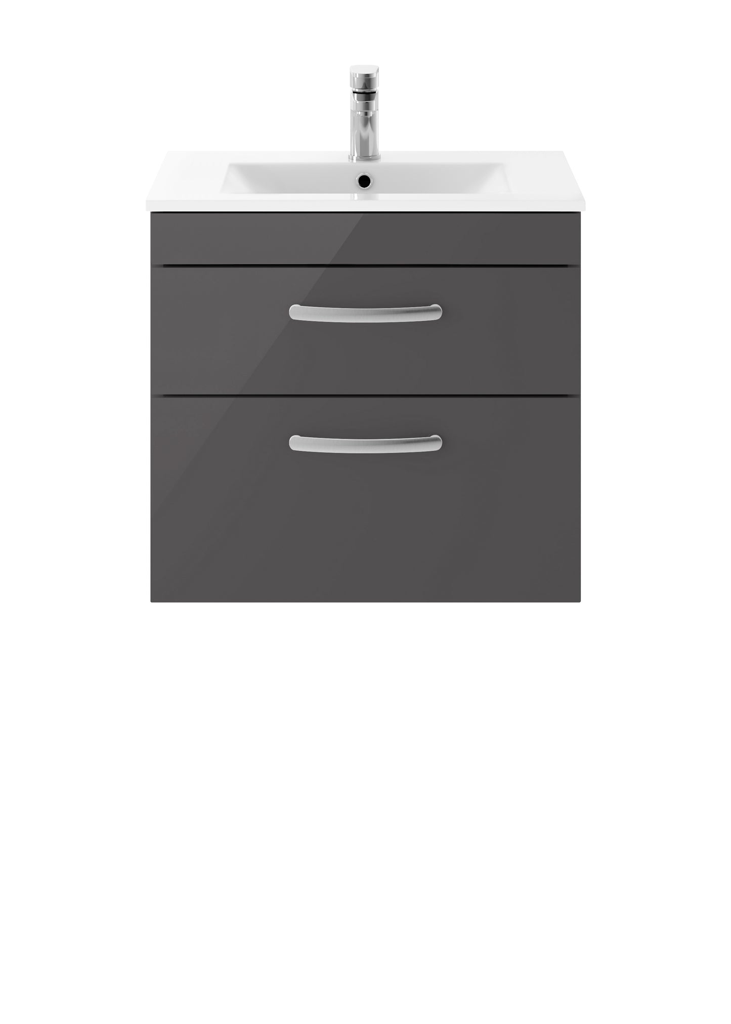 Athena 600mm Wall Hung 2 Drawer Vanity Unit with Minimalist Basin by Nuie