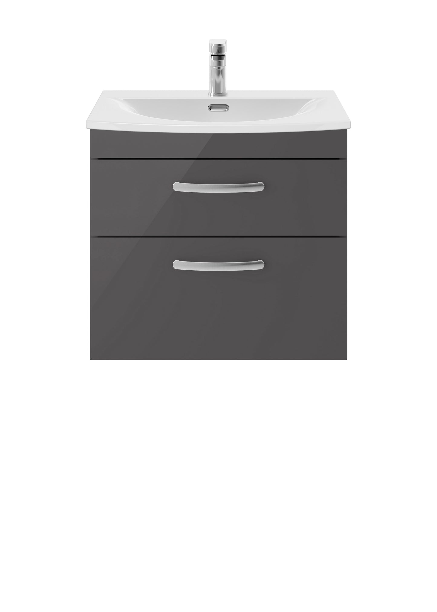 Athena 600mm Wall Hung 2 Drawer Vanity Unit with Curved Basin by Nuie