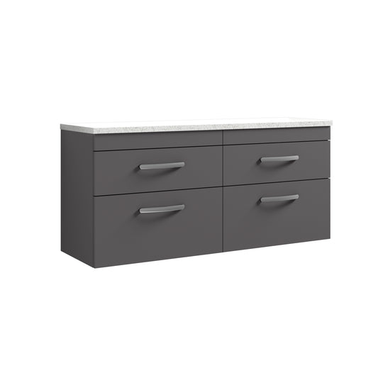 Nuie 1200mm Wall Hung 4-Drawer Unit With Laminate Worktop & Handles