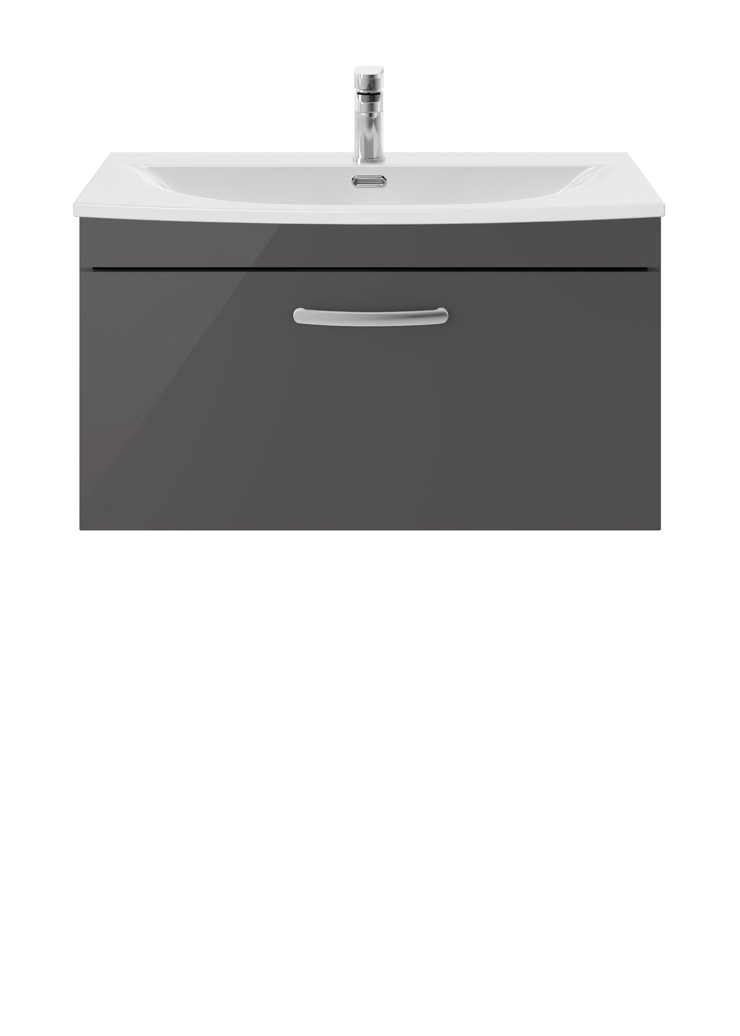 Athena 800mm Wall Hung Single Drawer Vanity Unit with Curved Basin by Nuie