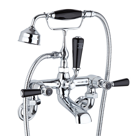 Black Topaz With Lever Handle Wall Mounted Bath Shower Mixer