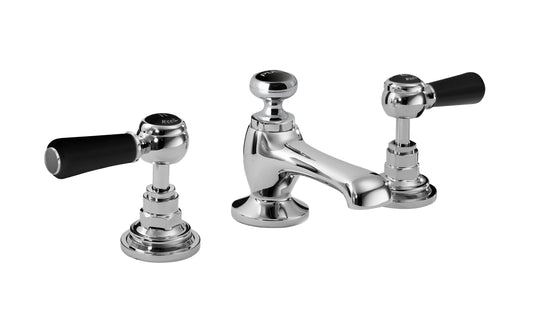 Black Topaz With Lever Handle 3 Tap Hole Basin Mixer