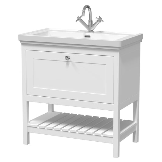 Hudson Reed Bexley 800mm Pure White Floor Standing Vanity Unit With Basin