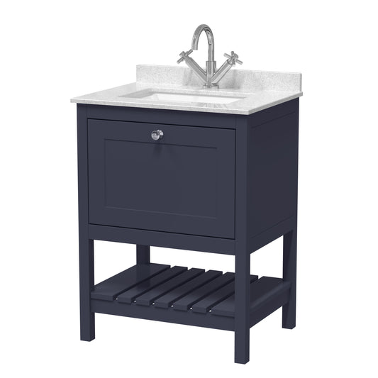 Hudson Reed Bexley 600mm Floor Standing 1 Drawer Vanity Unit With Marble Top Basin