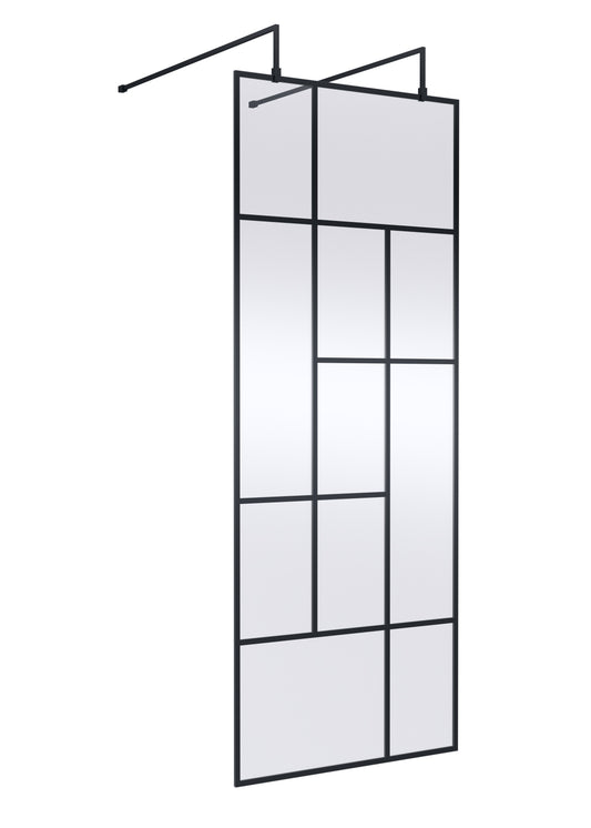 Abstract 800mm  Frame Wetroom Screen with Support Bars