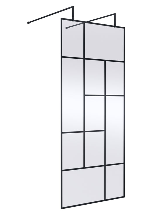 Abstract 900mm  Frame Wetroom Screen with Support Bars