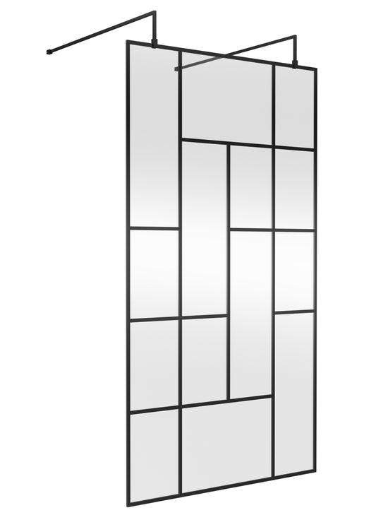 Abstract 1100mm  Frame Wetroom Screen with Support Bars