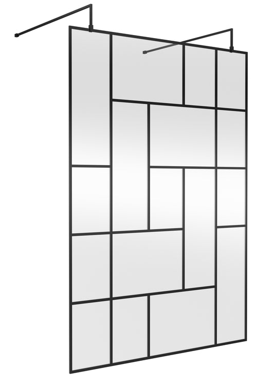 Abstract 1400mm  Frame Wetroom Screen with Support Bars