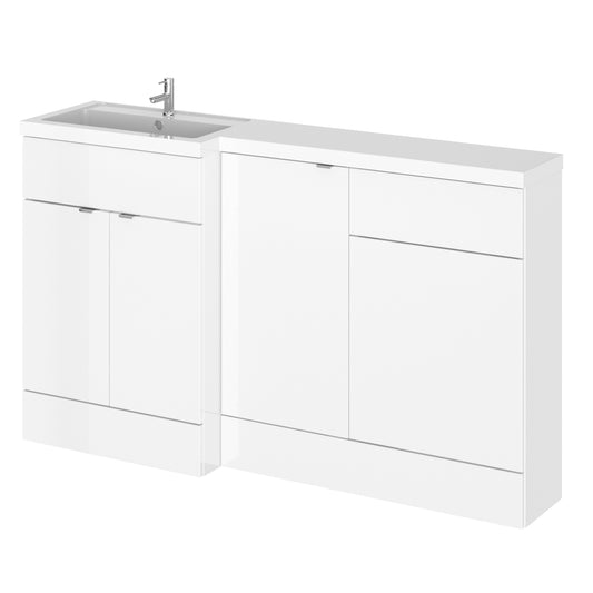 Hudson Reed Fusion 1500mm Gloss White Floor Standing 2 Door Left Hand Basin & Toilet Combination Unit