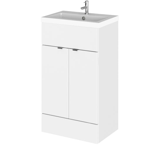 Hudson Reed Fusion 500mm Floor Standing 2 Door Vanity Unit With Polymarble Basin