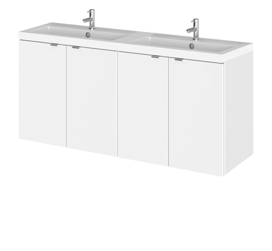 Hudson Reed Fusion 1200mm Wall Hung Vanity Unit & Twin Polymarble Basin