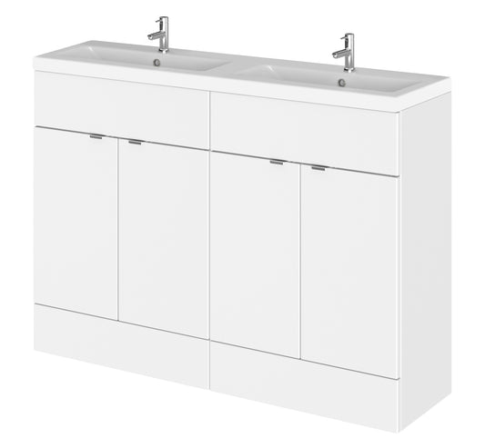 Hudson Reed Fusion 1200mm Floor Standing 4 Drawer Vanity Unit & Twin Basin With Soft Close