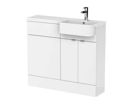 Hudson Reed Fusion 1005mm Floor Standing 2 Door Vanity & Toilet Combination with Semi Recessed Basin, Soft Close Doors