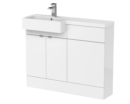 Hudson Reed Fusion 1100mm Floor Standing Vanity Toilet Unit with Left Hand Basin & Soft Close Doors