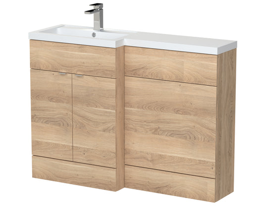 Hudson Reed Fusion 1200mm Left Hand Bleached Oak Combination Unit With Basin
