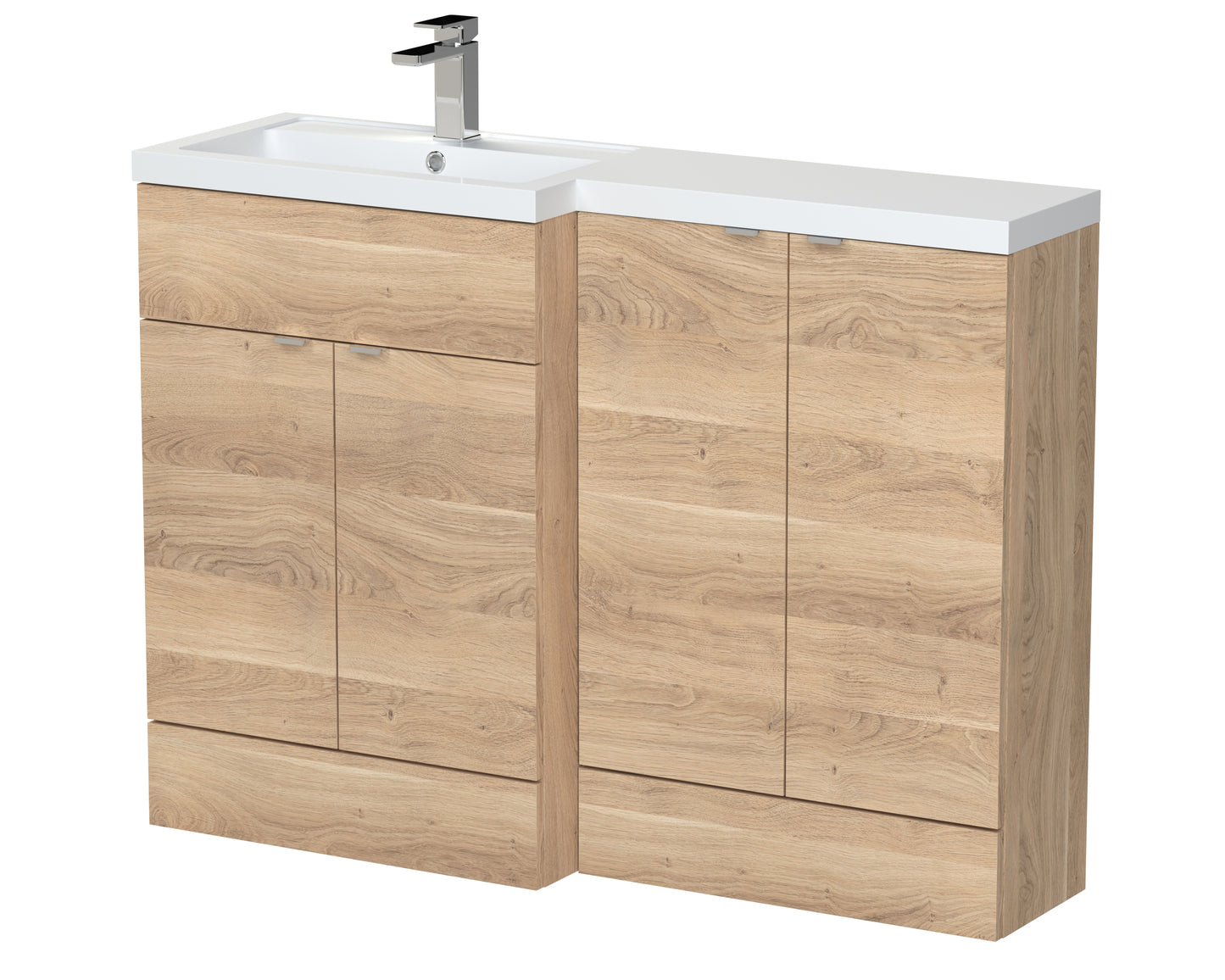 Hudson Reed Fusion 1200mm Left Hand Bleached Oak Combination Unit with Basin