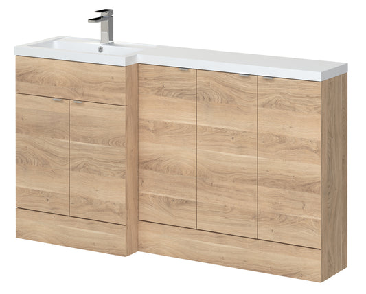 Hudson Reed Fusion 1500mm Left Hand Bleached Oak Combination Vanity Unit With Basin & 1 Tap Hole