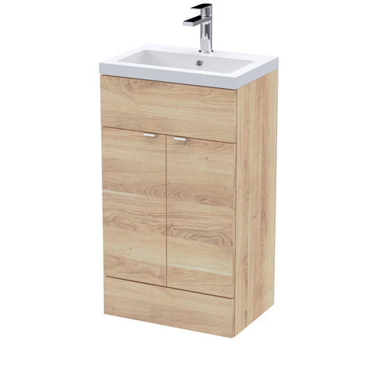 Hudson Reed Fusion 500mm Bleached Oak Floor Standing Vanity Unit & Basin