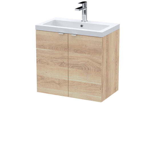 Hudson Reed Fusion 600mm Bleached Oak 2-Door Wall Hung Unit & Basin