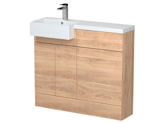 Hudson Reed Fusion 1000mm Bleached Oak Left Hand Combination Unit with Semi Recessed Basin