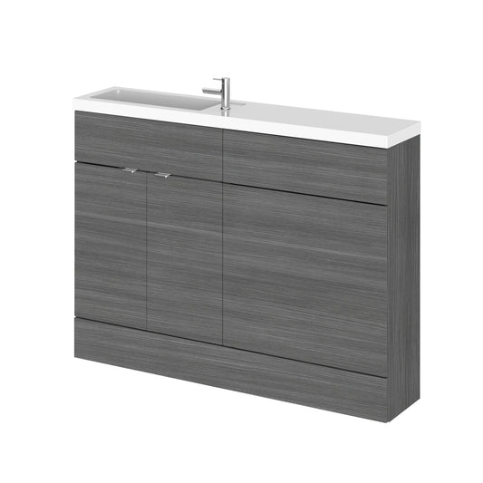 Hudson Reed Fusion 1200mm Anthracite Woodgrain Floor Standing 2 Door Basin & Toilet Combination Unit
