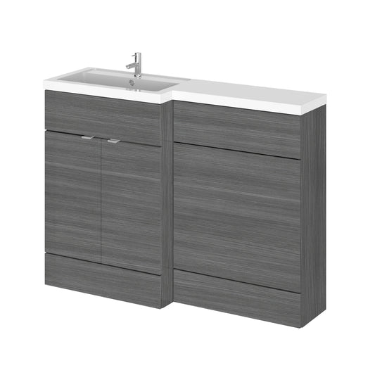 Hudson Reed Fusion 1200mm Anthracite Woodgrain Floor Standing Left Hand Vanity Basin & Toilet Combination