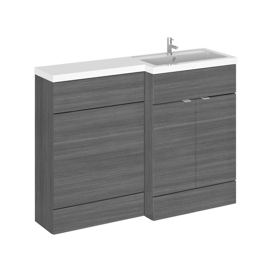 Hudson Reed Fusion 1200mm Anthracite Woodgrain Vanity Basin & Toilet Right Hand Combination