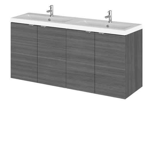 Hudson Reed Fusion 1200mm Wall Hung 2 Door Vanity Unit & Twin Ceramic Basin