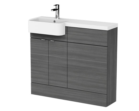 Fusion Floor Standing 2 Door Vanity Unit & WC with Left Hand Semi Recessed Basin Combination 1000mm