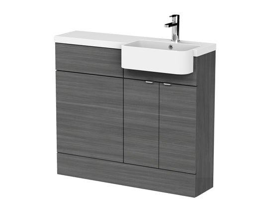 Hudson Reed Fusion 1000mm Anthracite Woodgrain Floor Standing Vanity Toilet Combo with Soft Close Doors
