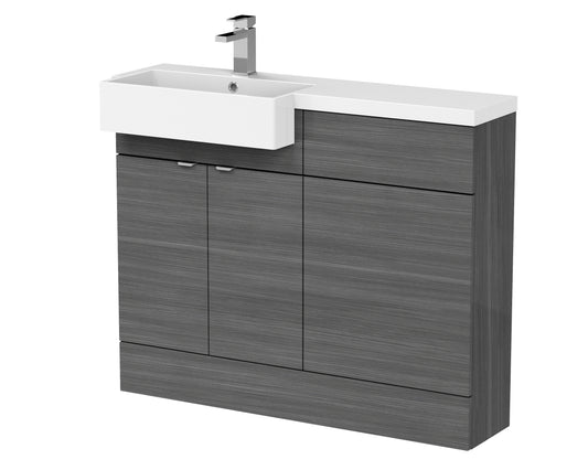 Hudson Reed Fusion 1100mm 2 Door Vanity & Toilet Combination with Left Hand Semi Recessed Basin