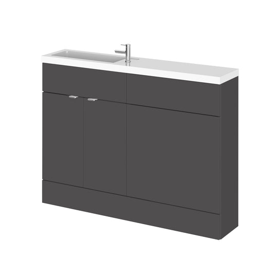 Hudson Reed Fusion 1200mm Gloss Grey 2 Door Compact Floor Standing Vanity Basin & Toilet Combination