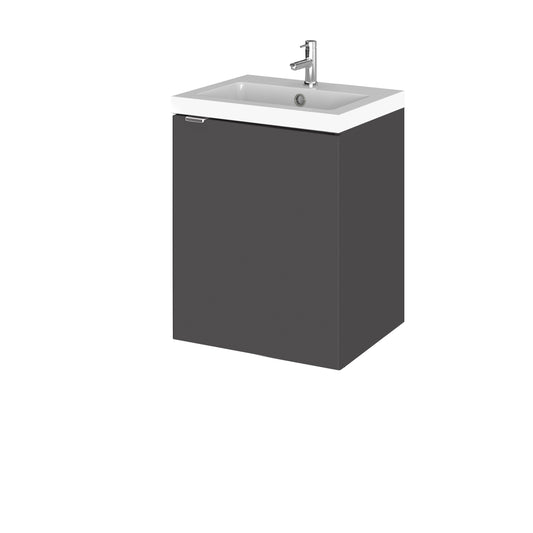 Hudson Reed Fusion 405mm Gloss Grey Wall Hung 1 Door Vanity Unit Including Basin