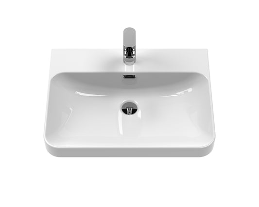 Synergy Gero 600mm Curved Thin Edge Basin- 1 Tap Hole - White