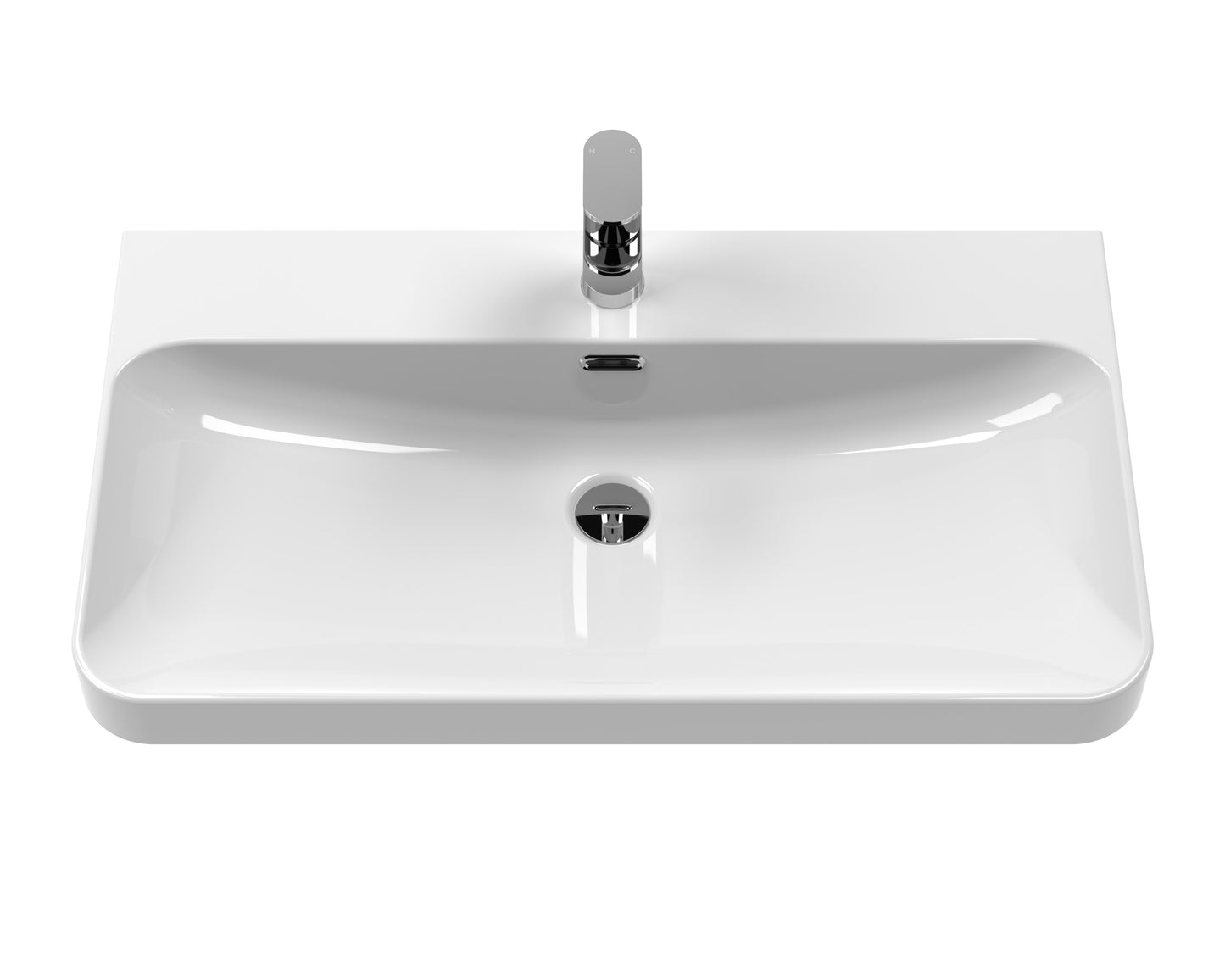 Synergy Gero 800mm Curved Thin Edge Basin- 1 Tap Hole - White