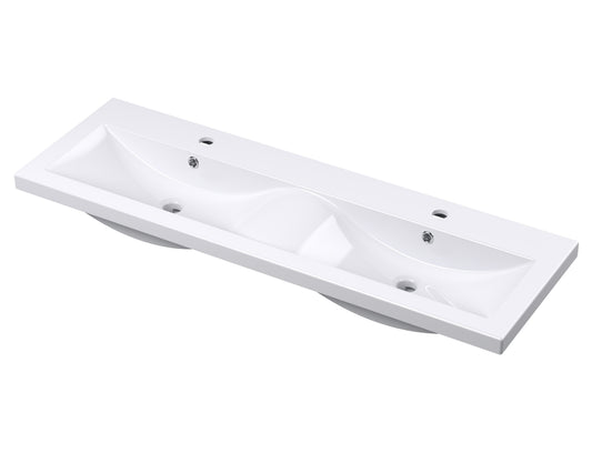 Synergy Omerg 1200mm Double Basin- 1 Tap Hole - White