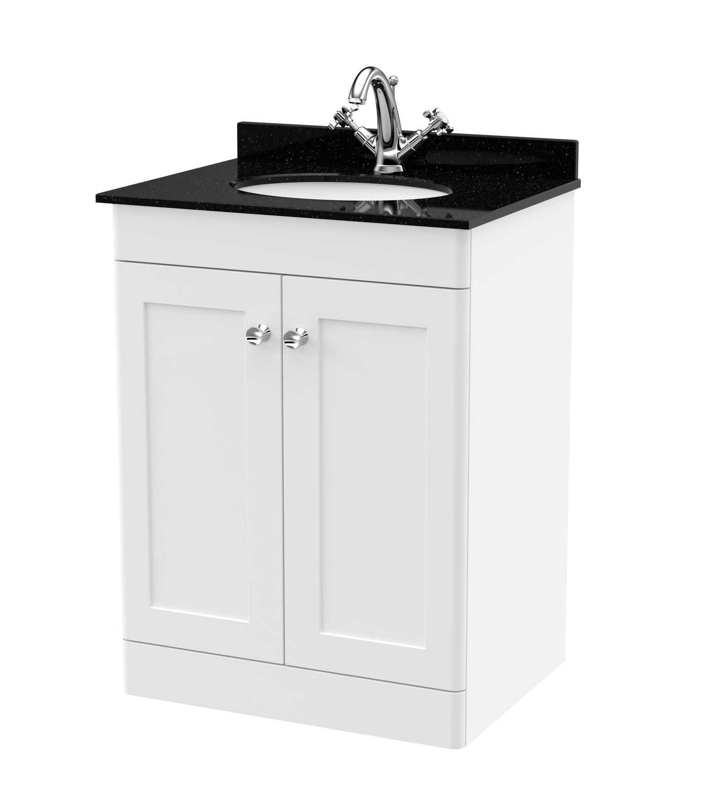 Classique 600mm Floor Standing 2 Door Bathroom Vanity Unit with Marble Top by Nuie