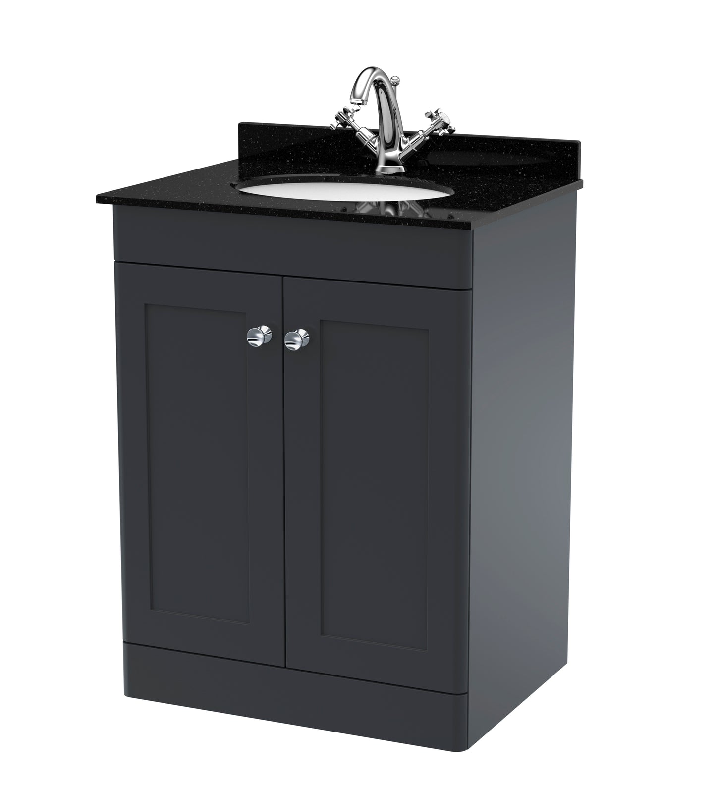 Classique 600mm Floor Standing 2 Door Bathroom Vanity Unit with Marble Top by Nuie