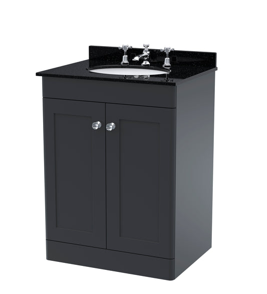 Classique 600mm Floor Standing Bathroom Vanity Unit With Marble Top by Nuie