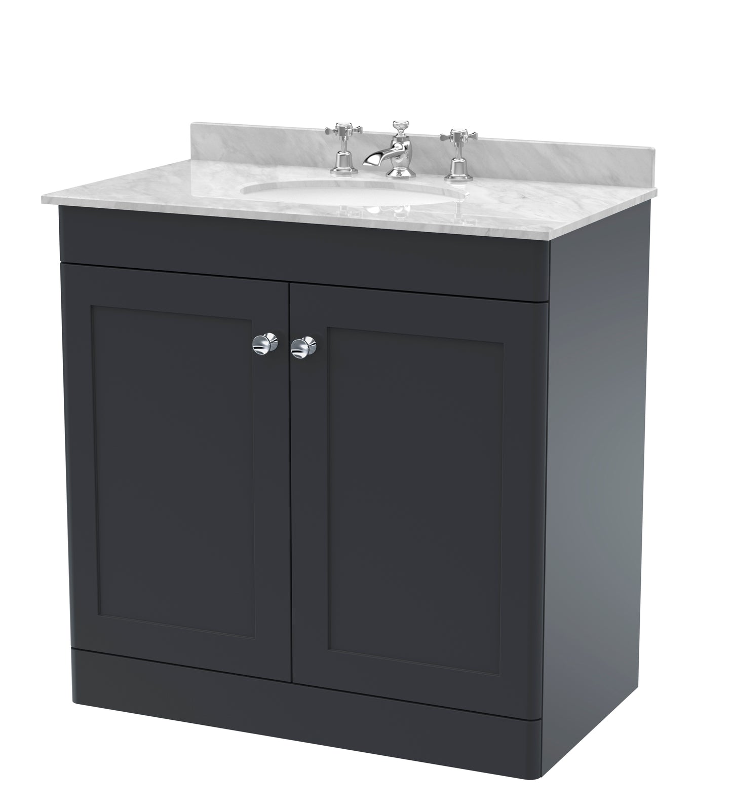 Classique 820mm Floor Standing 2 Door Vanity Unit with Marble Top by Nuie