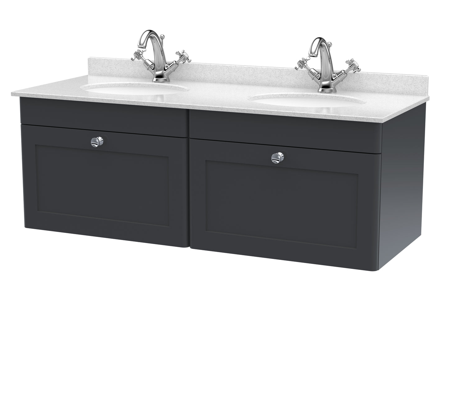 Classique 1220mm Wall Hung 2 Drawer Marble Top Vanity Unit by Nuie