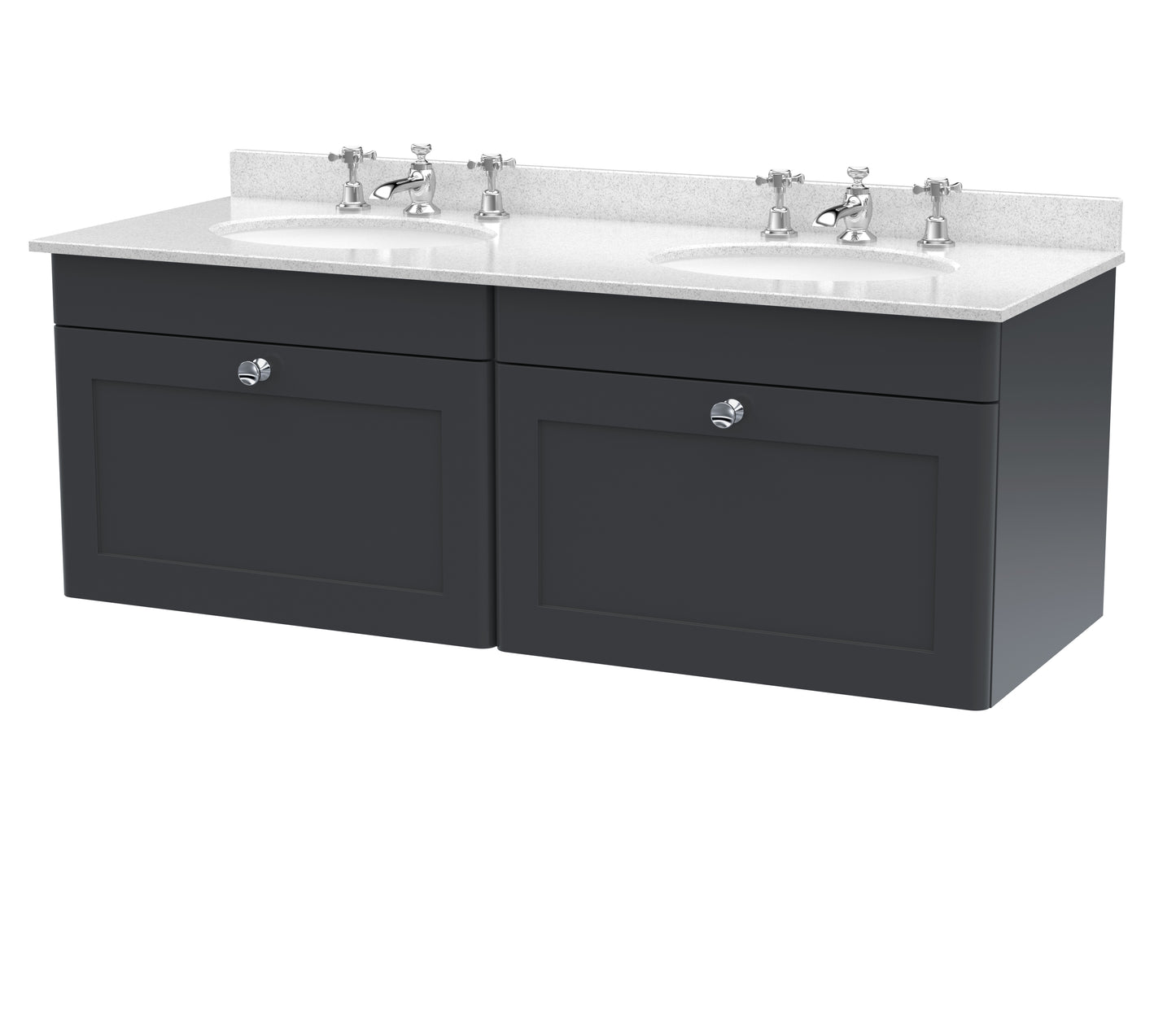 Classique 1220mm Wall Hung 2 Drawer Bathroom Vanity Unit with Backsplash by Nuie