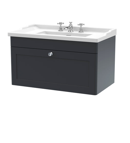Nuie Classique 800mm Wall Hung 1 Drawer Bathroom Vanity Unit by Nuie