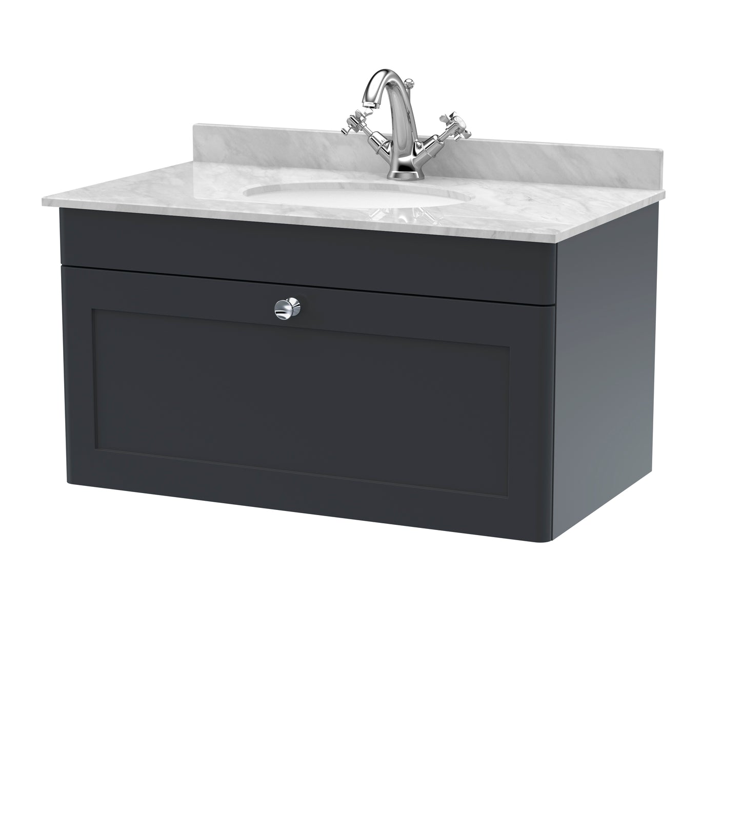Classique 800mm Wall Hung 1 Drawer Vanity Unit with Marble Top by Nuie