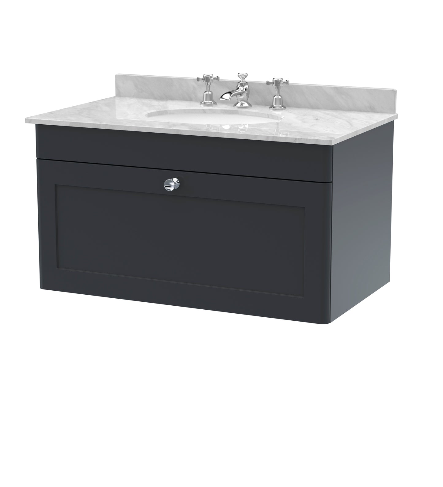Classique 820mm Traditional Wall Hung 1 Drawer Vanity Unit by Nuie