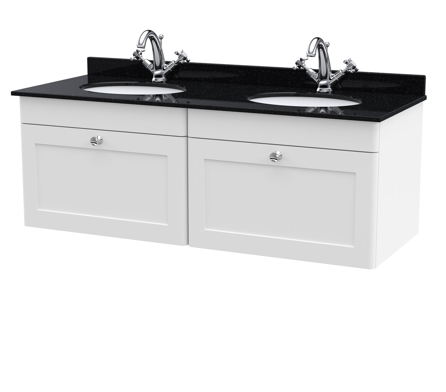 Classique 1220mm Wall Hung 2 Drawer Vanity Unit with Dark Marble Top by Nuie