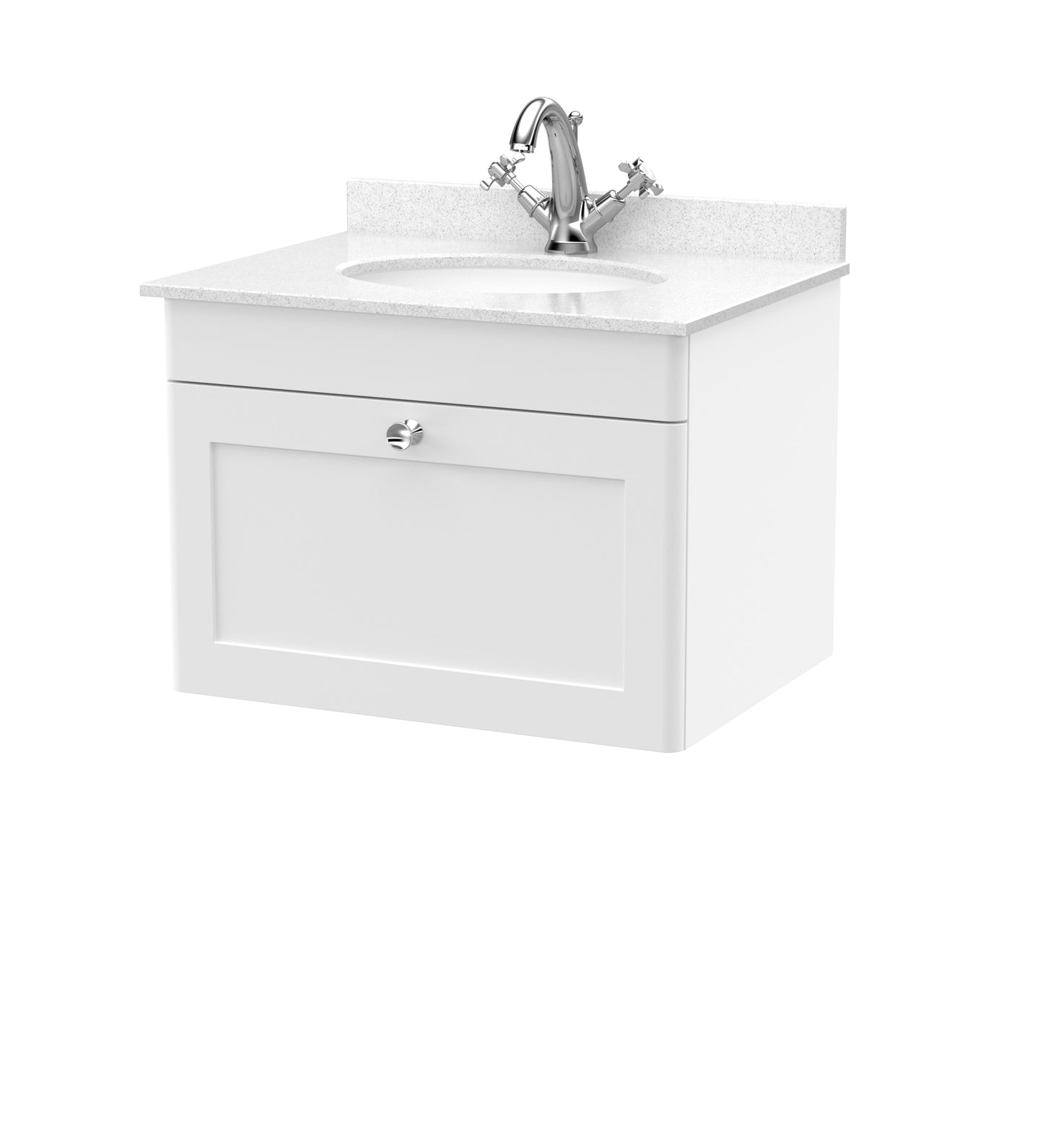 Classique 600mm Wall Hung 1 Drawer Bathroom Unit with Marble Top by Nuie