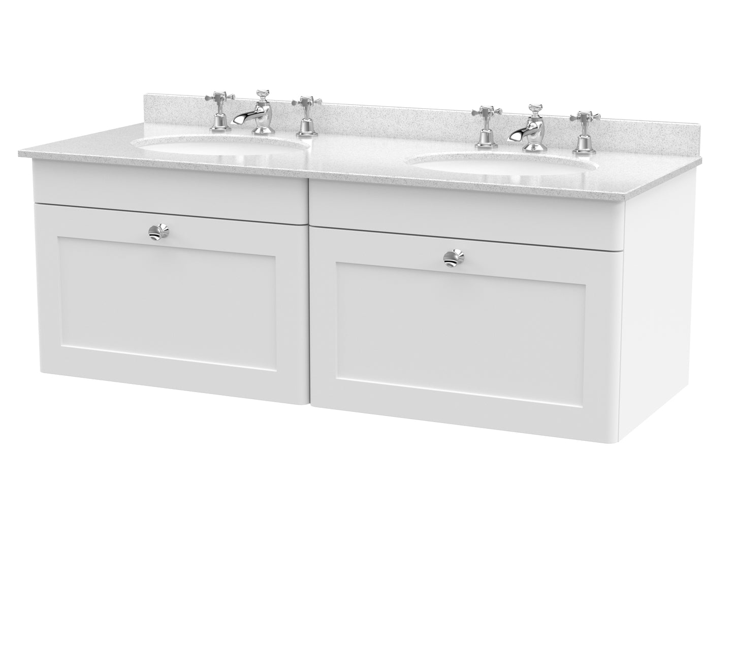 Classique 1220mm Wall Hung 2 Drawer Bathroom Vanity Unit with Backsplash by Nuie