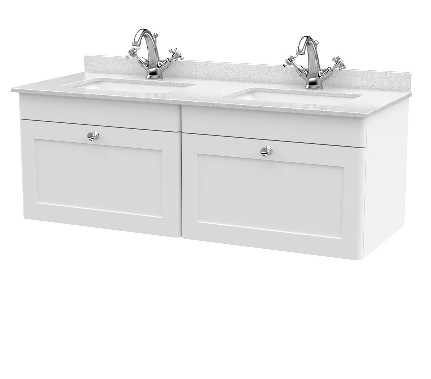 Classique 1200mm Wall Hung 2 Drawer Vanity Unit with Marble Top & Square Basin by Nuie