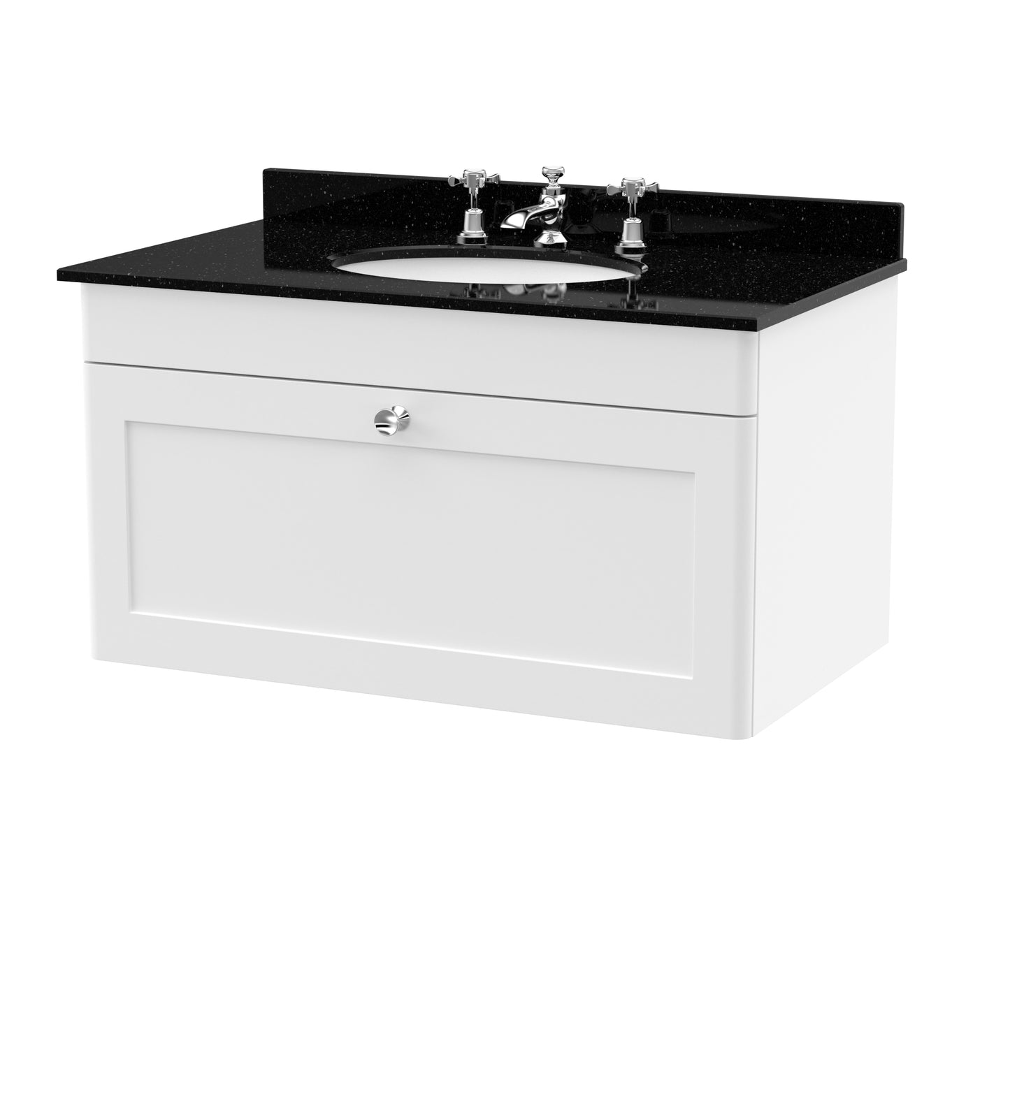 Classique 800mm Wall Hung 1 Drawer Vanity Unit with Black Marble Top by Nuie